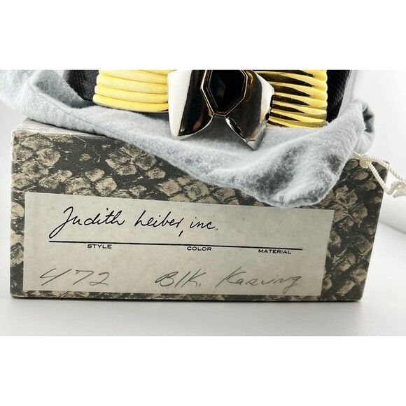 Vtg Judith Leiber Karung Snakeskin Leather Statement Belt Buckle w/Box Black main image 11